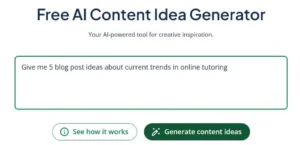 Screenshot of the QuillBot free AI content idea generator